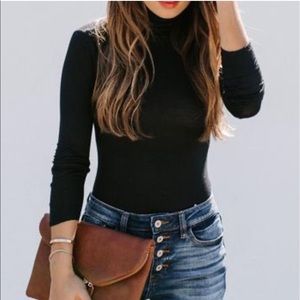 Vici Sweaters - VERSATILE RIBBED TURTLENECK BODYSUIT - BLACK Vici Sweaters - VERSATILE RIBBED TURTLENECK BODYSUIT - BLACK